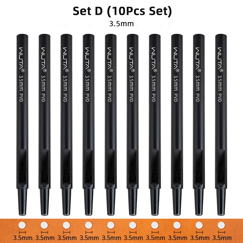 Plating Titanium Leather Hollow Punching Tool Set Round Hole Puncher.
