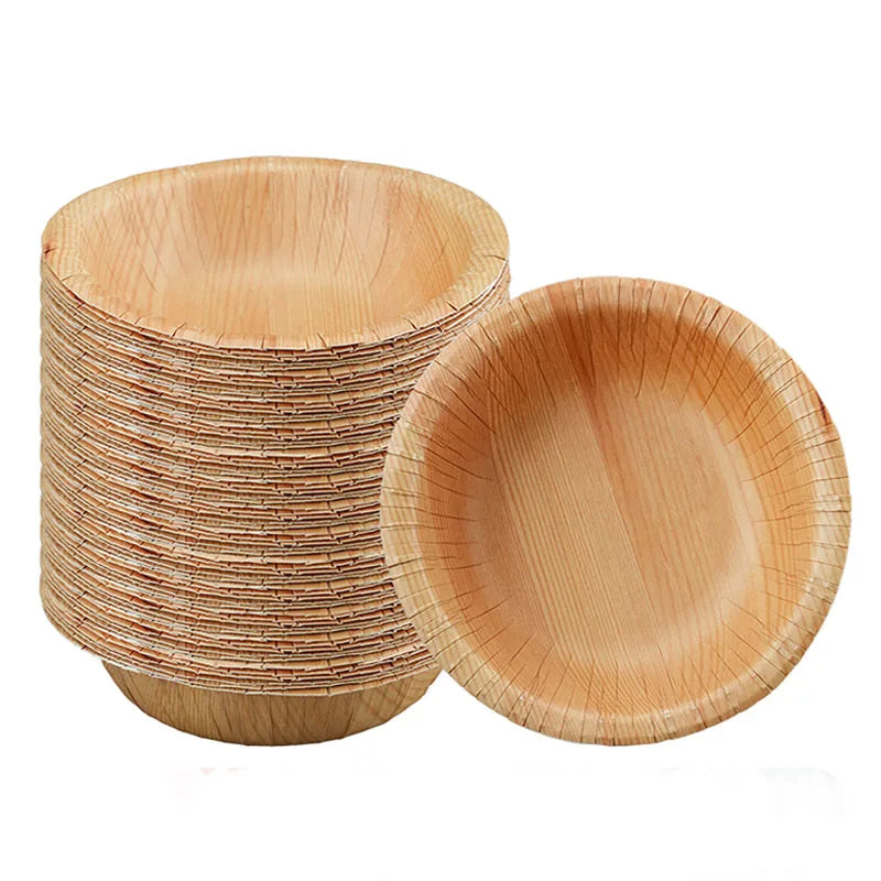 200ml Disposable Paper Bowls Microwave-Safe .Wood Grain Design.