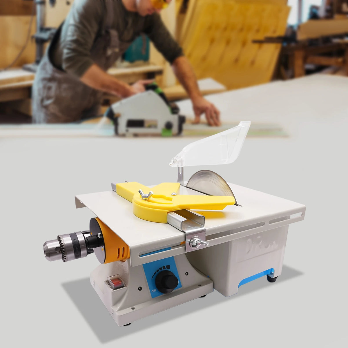 Table Saw 750W Woodworking Table Saws 110V Precision Cutting Grinding Polishing Machine Adjustable Chuck Stable Clamp