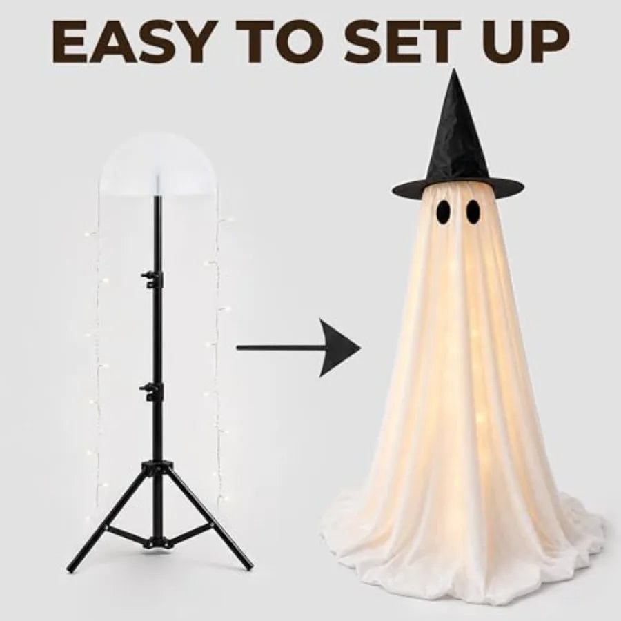 Halloween Decorations Indoor - 2 Pack Light Up Ghosts Easy to Assemble Adjustable Height Spooky .