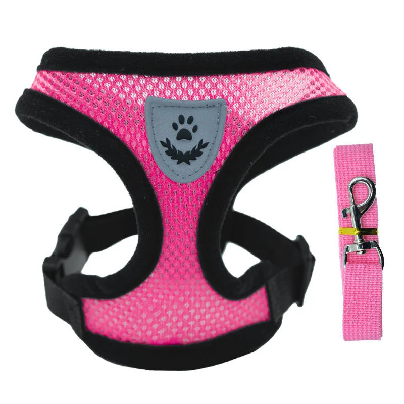 Hot summer small dog pet chest and back breathable dog chest and back suit cat outdoor traction rope .
