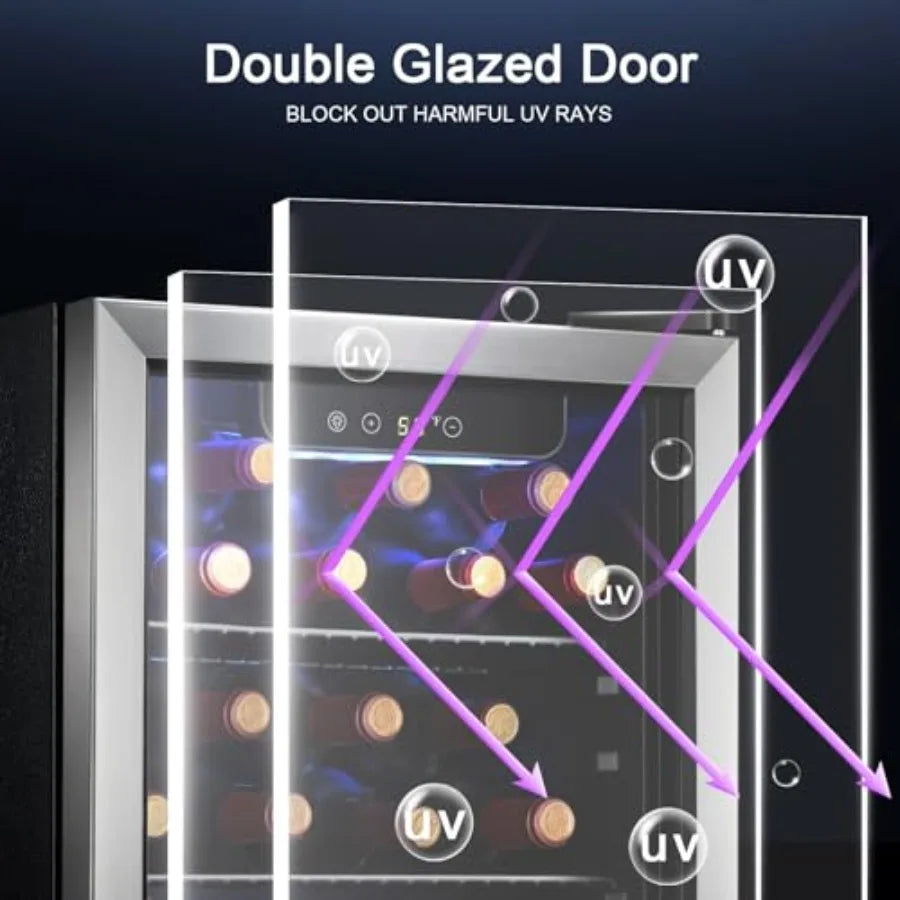68-can beverage refrigerator, stainless steel glass door, silver, digital temperature .
