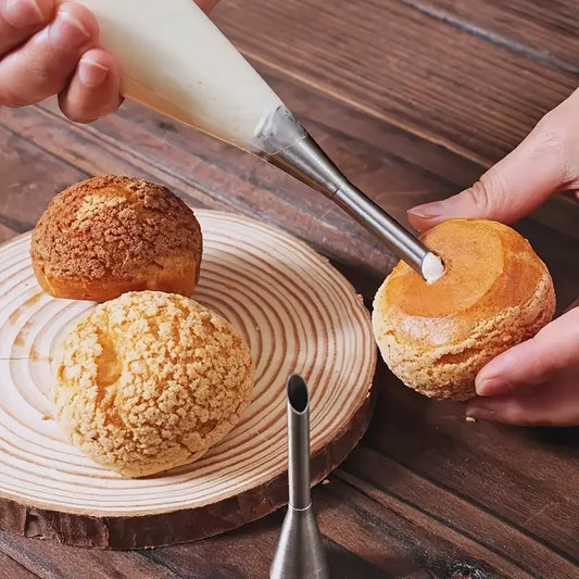 4Pcs Puff Pastry Piping Nozzle Set, Stainless Steel Decorating Tips