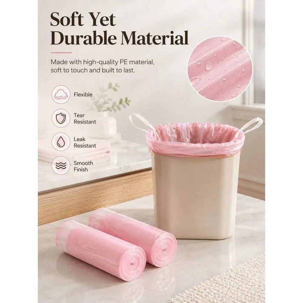 Pink Rose Scented Trash Bags 5-Gallon Sturdy Durable.  Trash Can 3.5/4/5 Gallon