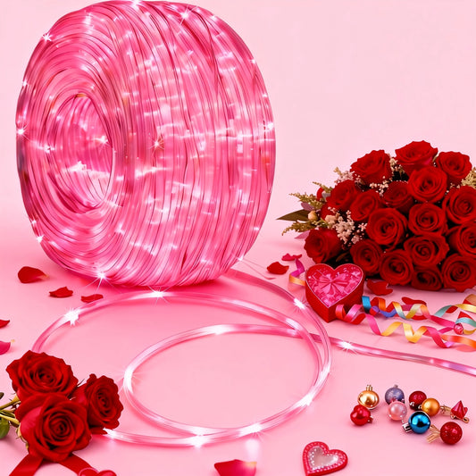 New 1 Sets of Valentine's Day Outdoor Tubular String Lights, 100 LED String Lights, Waterproof Fairy Lights, 8 Lighting Modes, .