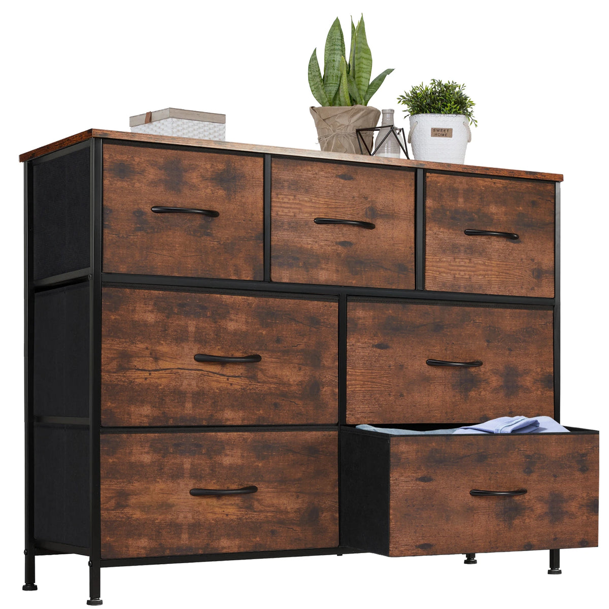 .Dresser . With 7 Fabric Drawers Organizer Storage Closet Chest Clothes.