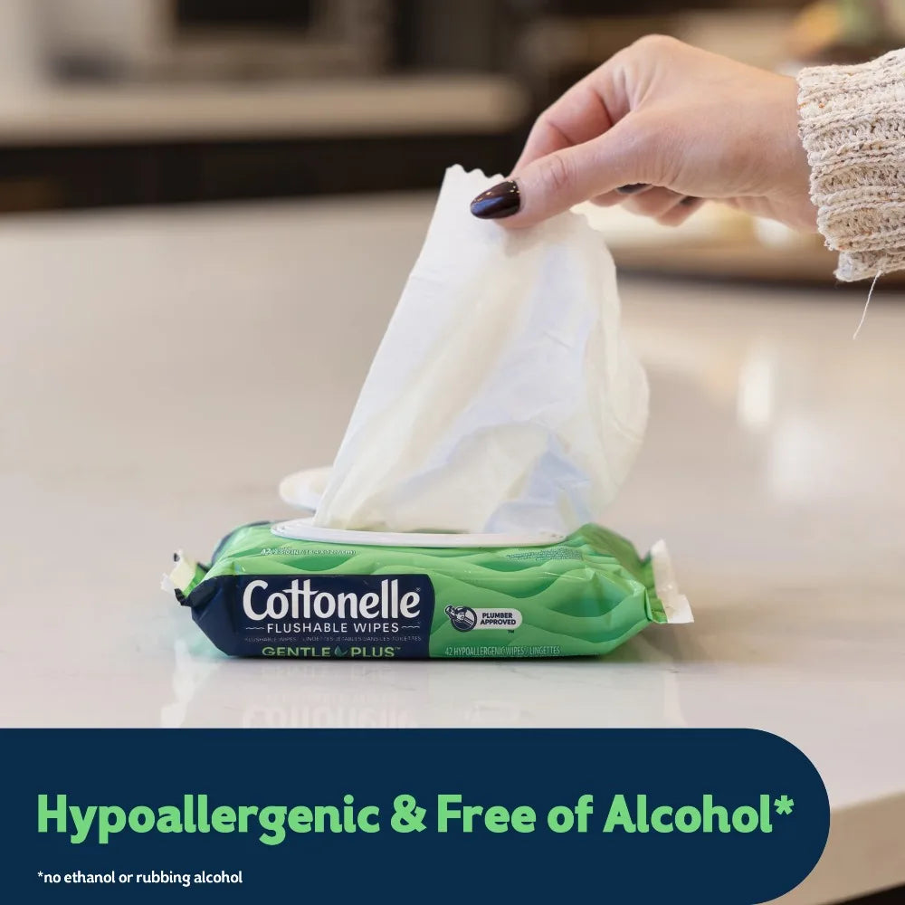 Paraben-Free Gentle Clean Wipes | Hypoallergenic Dermatologist-Tested Wipes .Flushable Wet Wipes, .