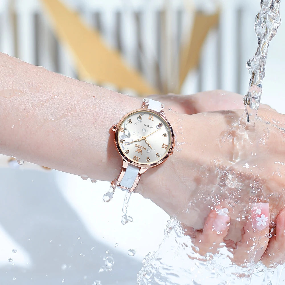 Luxury Women's Watches Elegant Fashion Ceramic Strip Waterproof.