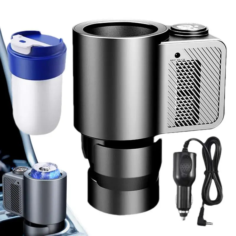 Car Cooling And Heating Cup Holder With Coffee Cup 2 In 1 12V 36W Intelligent Auto Heater Cooling Travel Mug .