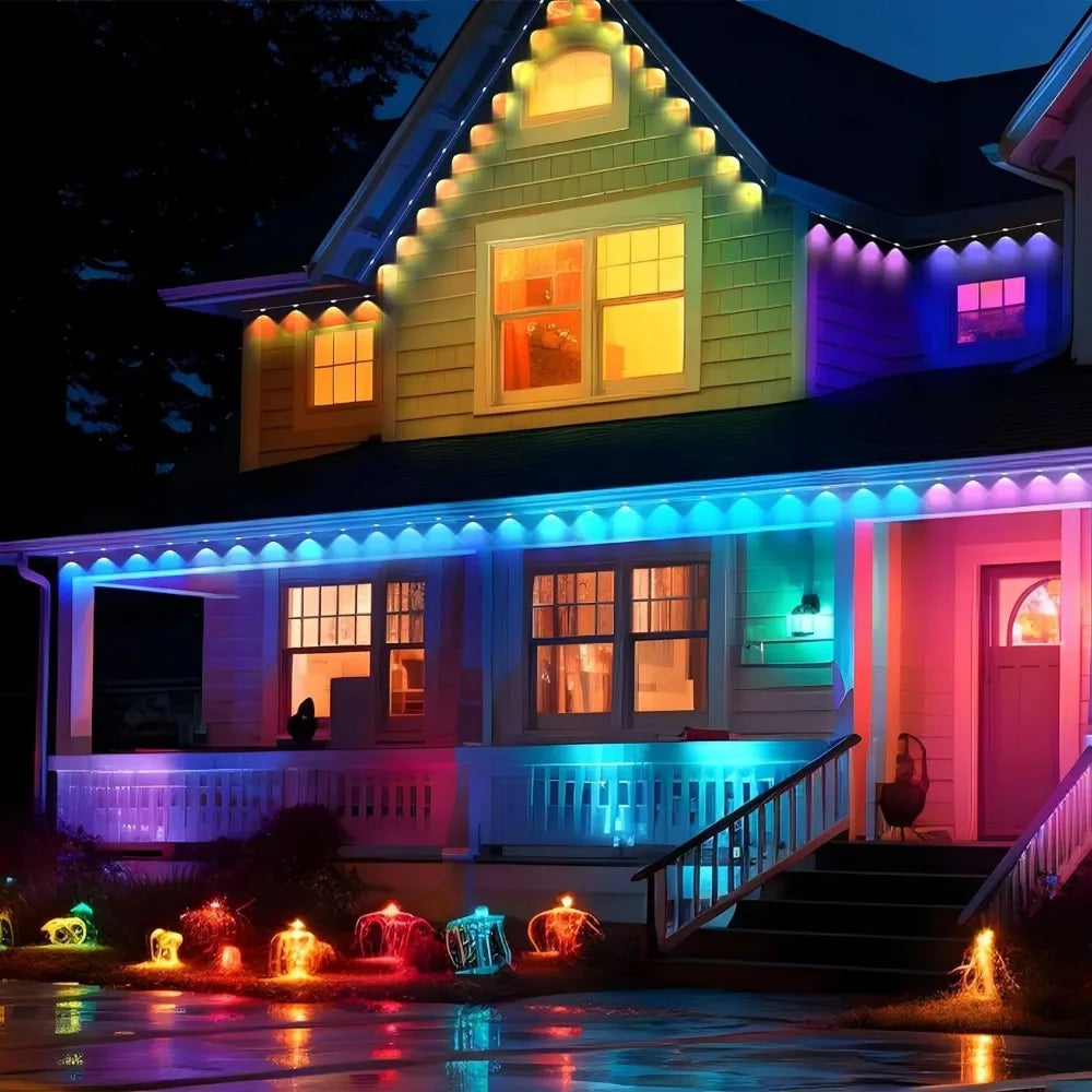 300ft Smart Eave Lights 180LEDS Permanent Outdoor Lights LED String Lights App Remote Waterproof .