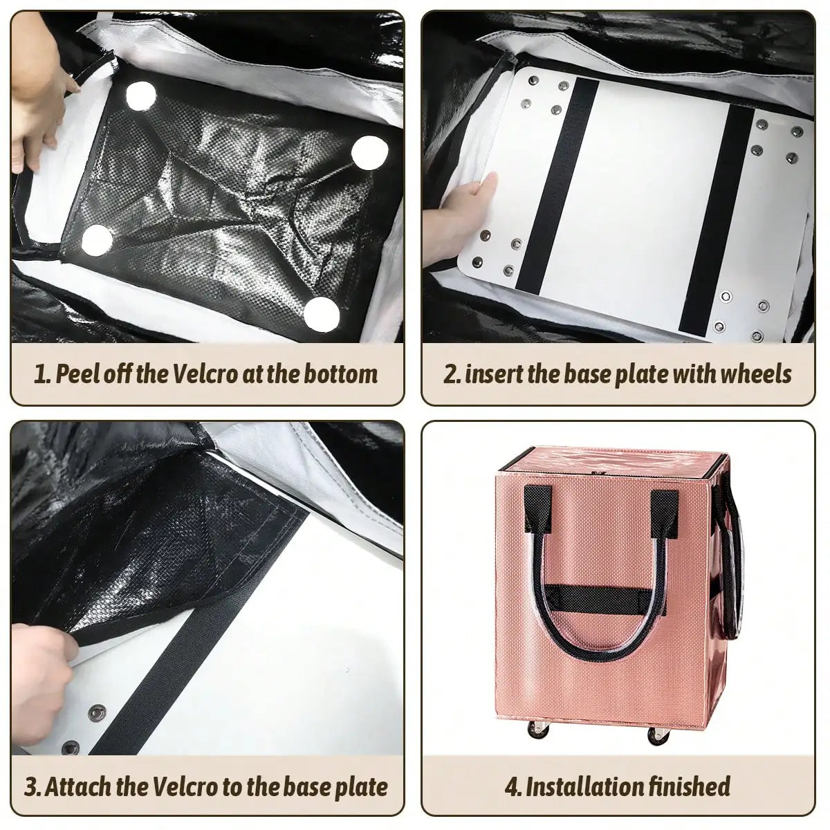 Rolling Grocery Shopping Tote - Portable Large Capacity Wheel Bag .