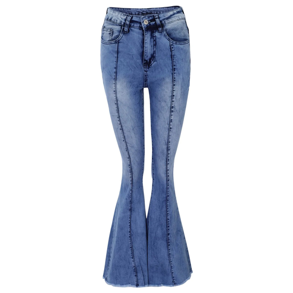 Floor Length Flare Pants Women Bootcut Ripped High Waist Stretchy Wide Leg Jeans Frayed.
