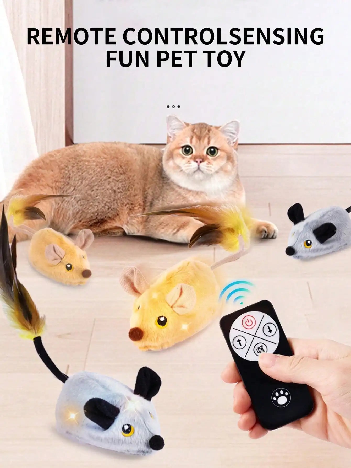 1pc Yellow Automatic Electric Mouse Toy Remote-Controlled