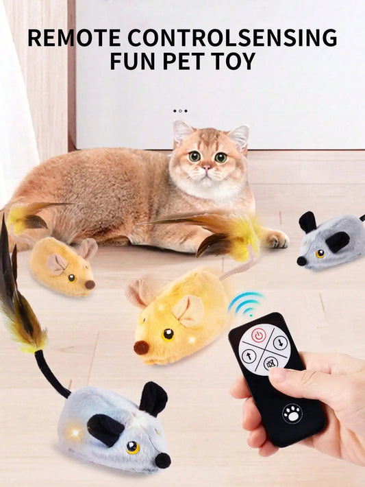 1pc Yellow Automatic Electric Mouse Toy Remote-Controlled