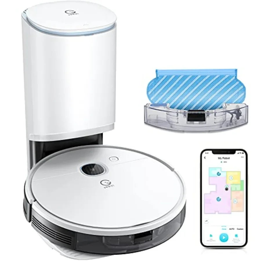 Vac Station Robot Vacuum and Mop for Home Use Plastic, Black Self-Emptying 3-in-1 Cleaner .