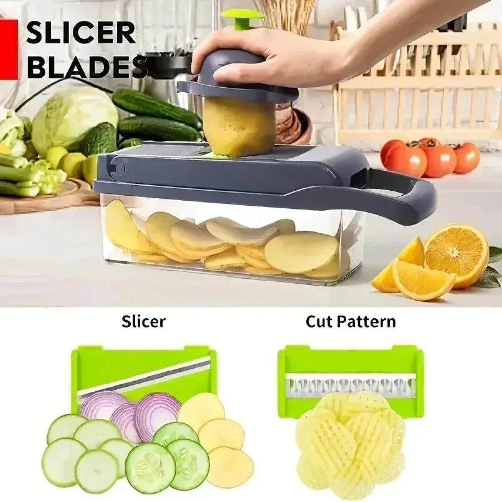 Multifunctional Vegetable Chopper 14/16 in 1 Food Slicer Dicer Grater with Handle.