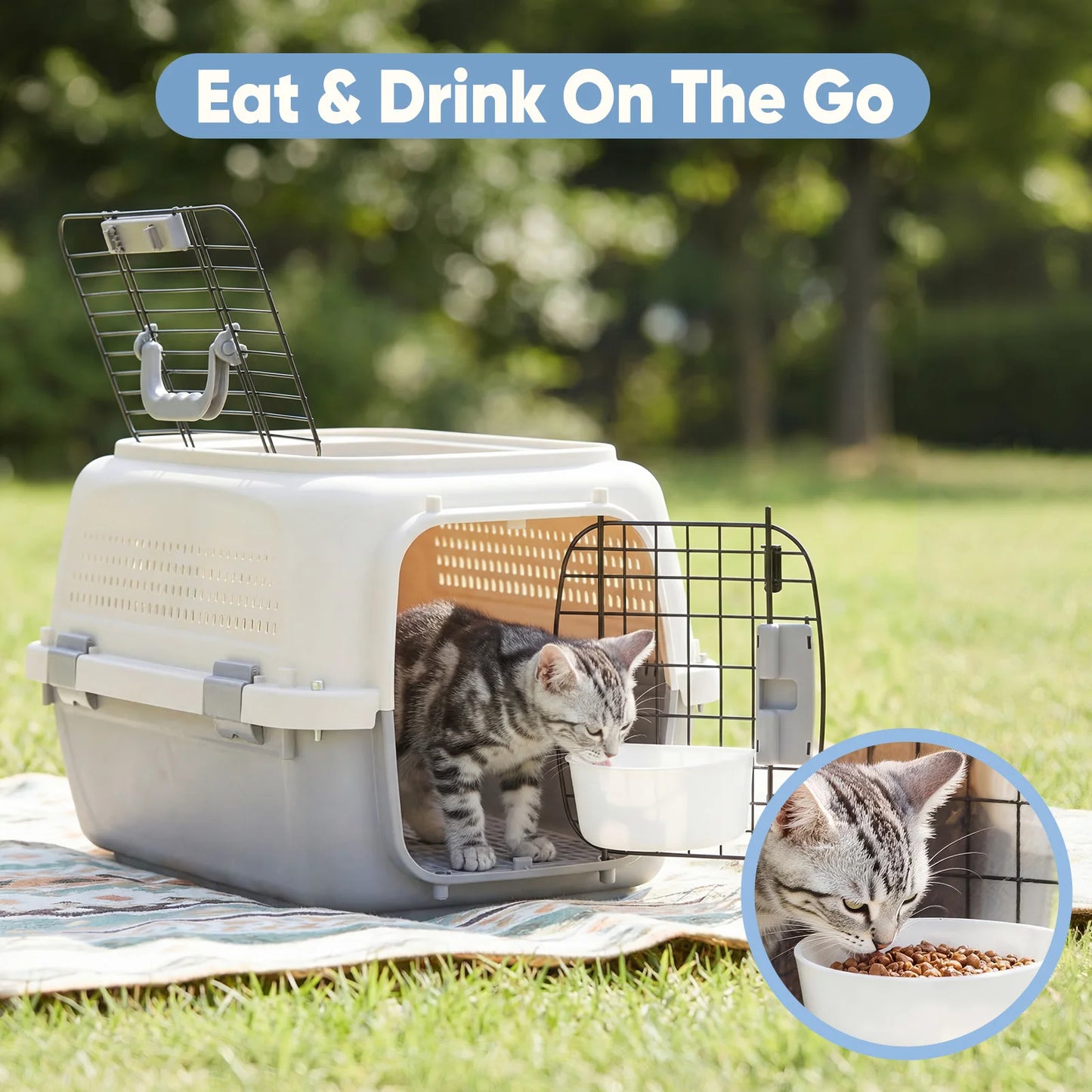 23Inch Pet Carrier for Small Dogs Cats  Front Top Load Wire Door .