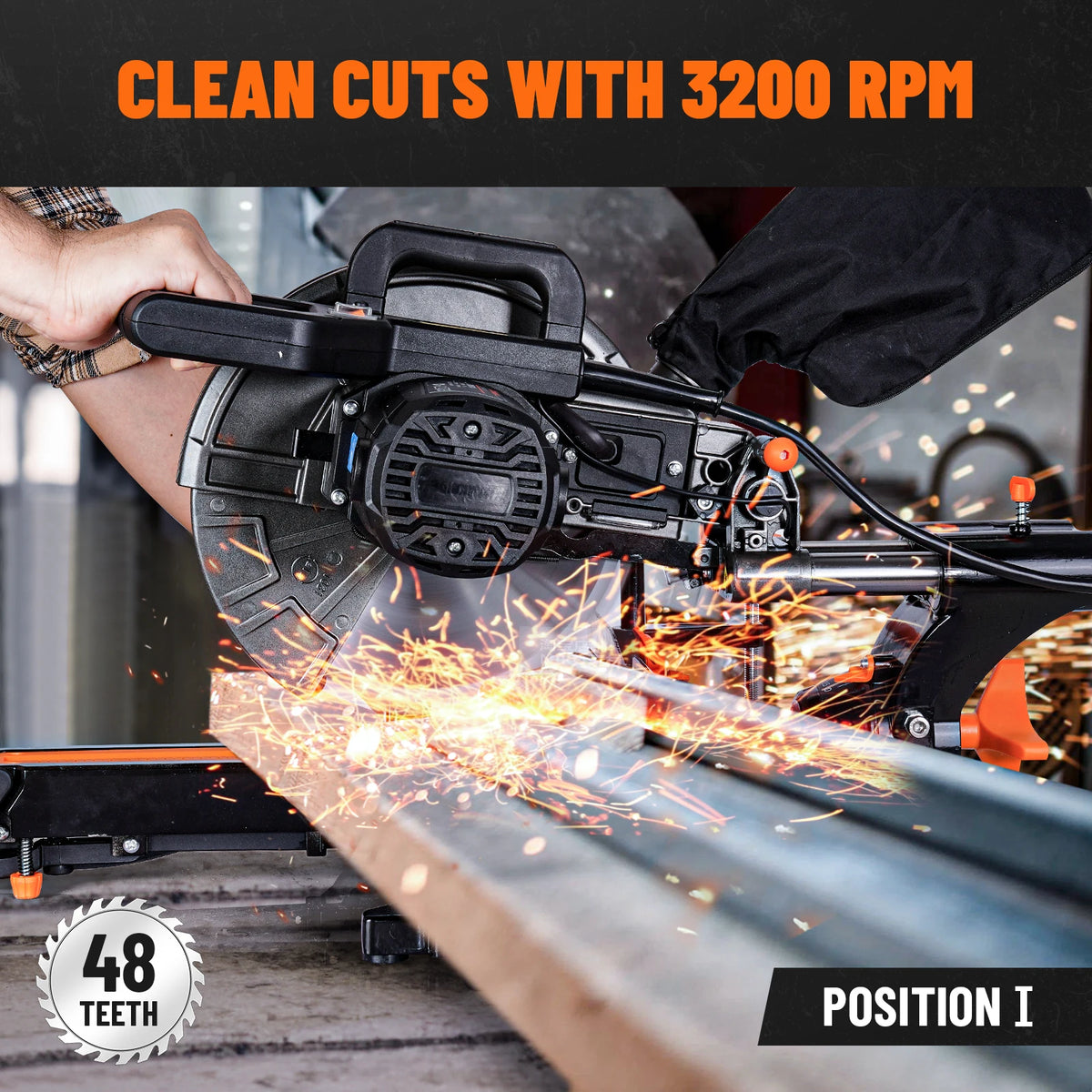 10" Sliding Miter Saw, Multi-Material Cutter with 3 TCT Blades, Dual Mode, 5000/3200RPM, Laser, 0-45° Bevel, 9 Stops