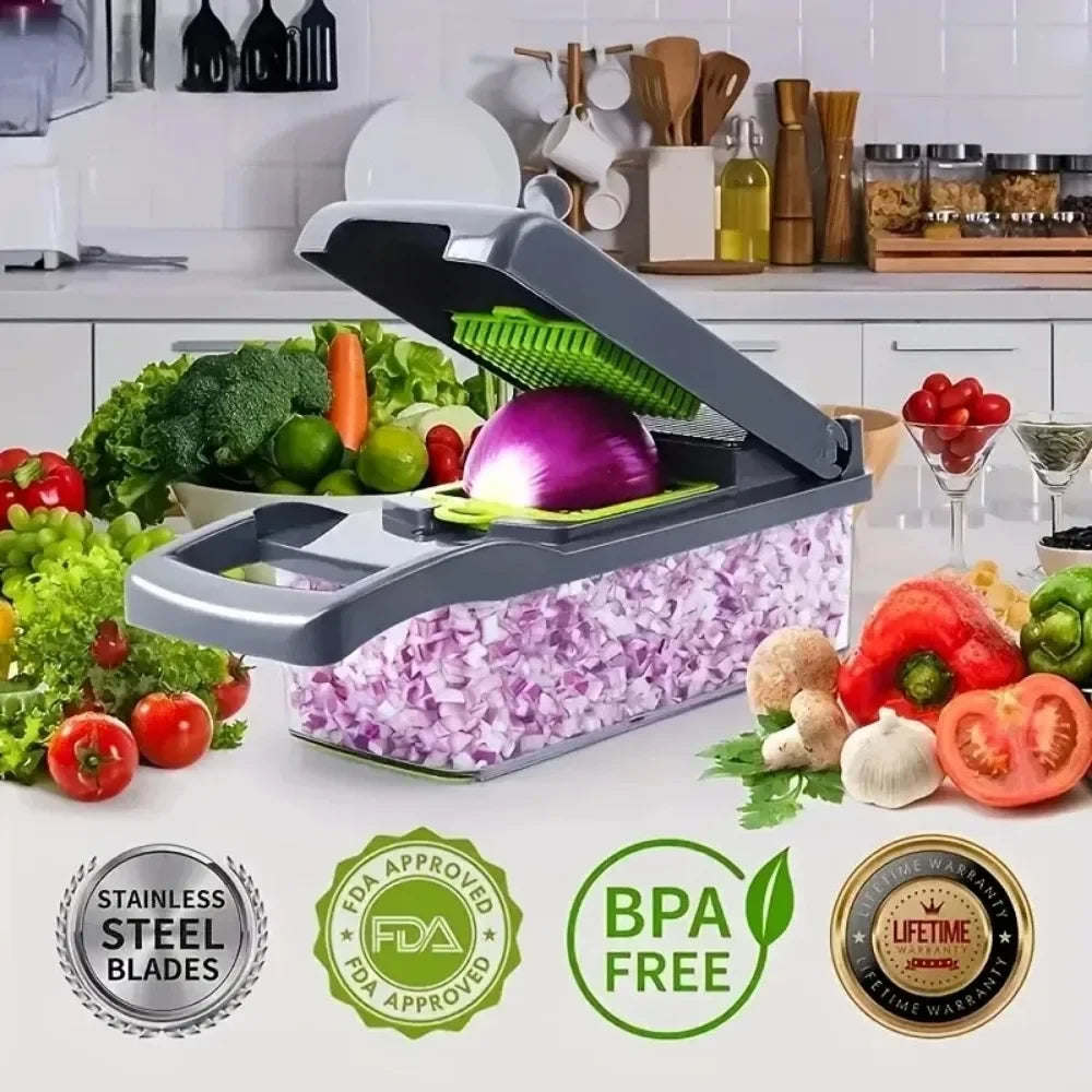 Multifunctional Vegetable Chopper 14/16 in 1 Food Slicer Dicer Grater with Handle.