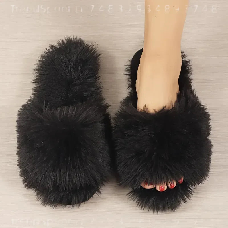 Women Plush Slippers All‑Season Cozy Indoor Home Shoes.