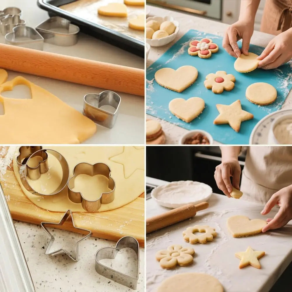 Metal Cookie Cutters Set of 12 - Heart, Flower, Round, Star Shapes