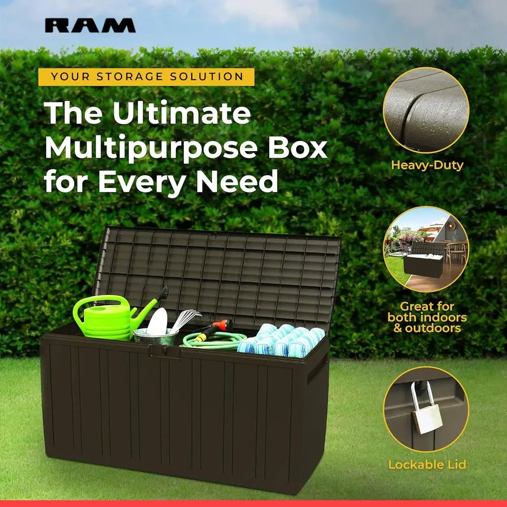 71 Gallon Plastic Outdoor Backyard Storage Bin Deck Box