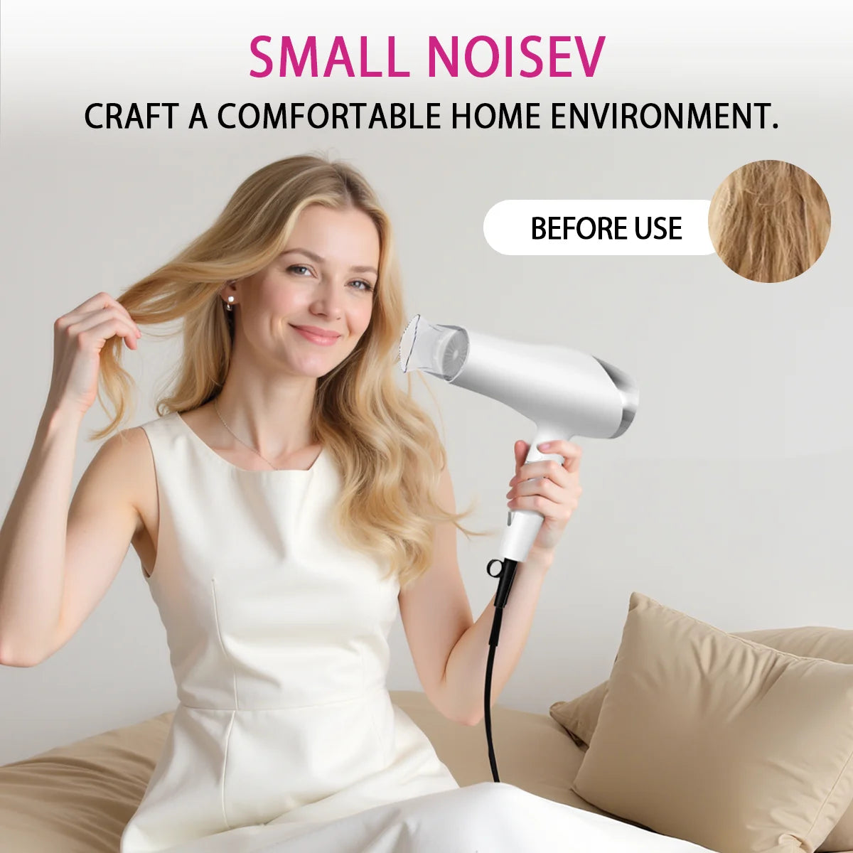 Foldable Fast Drying Hair Dryer with Diffuser f With Hot/Warm/Cold Wind,