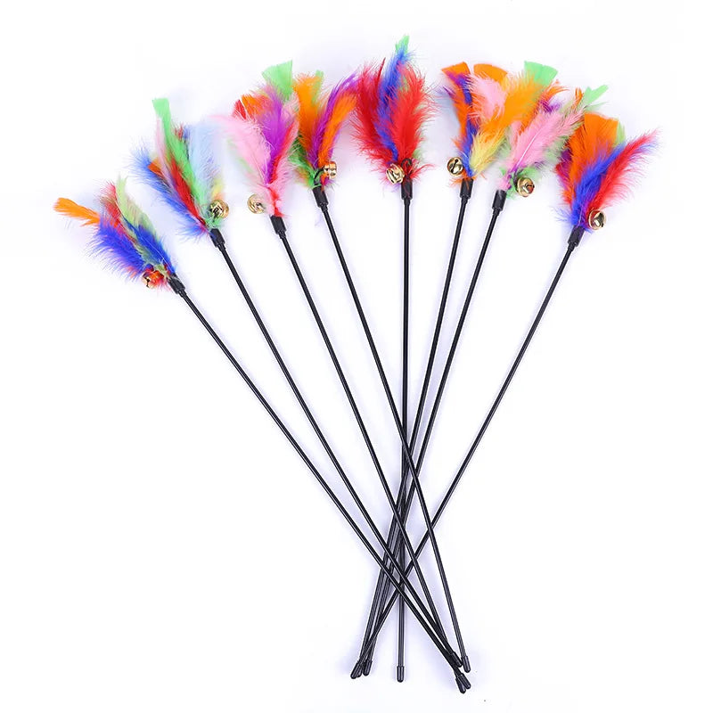 5pcs Funny Kitten Cat Teaser I with Bell and Feather