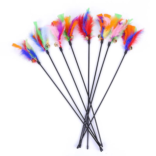 5pcs Funny Kitten Cat Teaser I with Bell and Feather