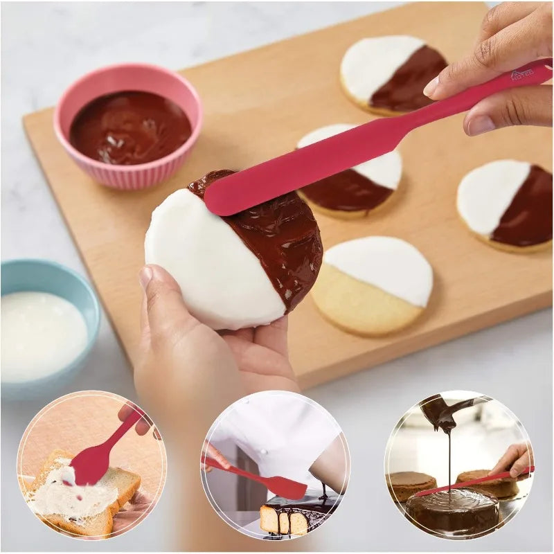 BPA Free Silicone Rubber Spatula Set, Red, Set of 5