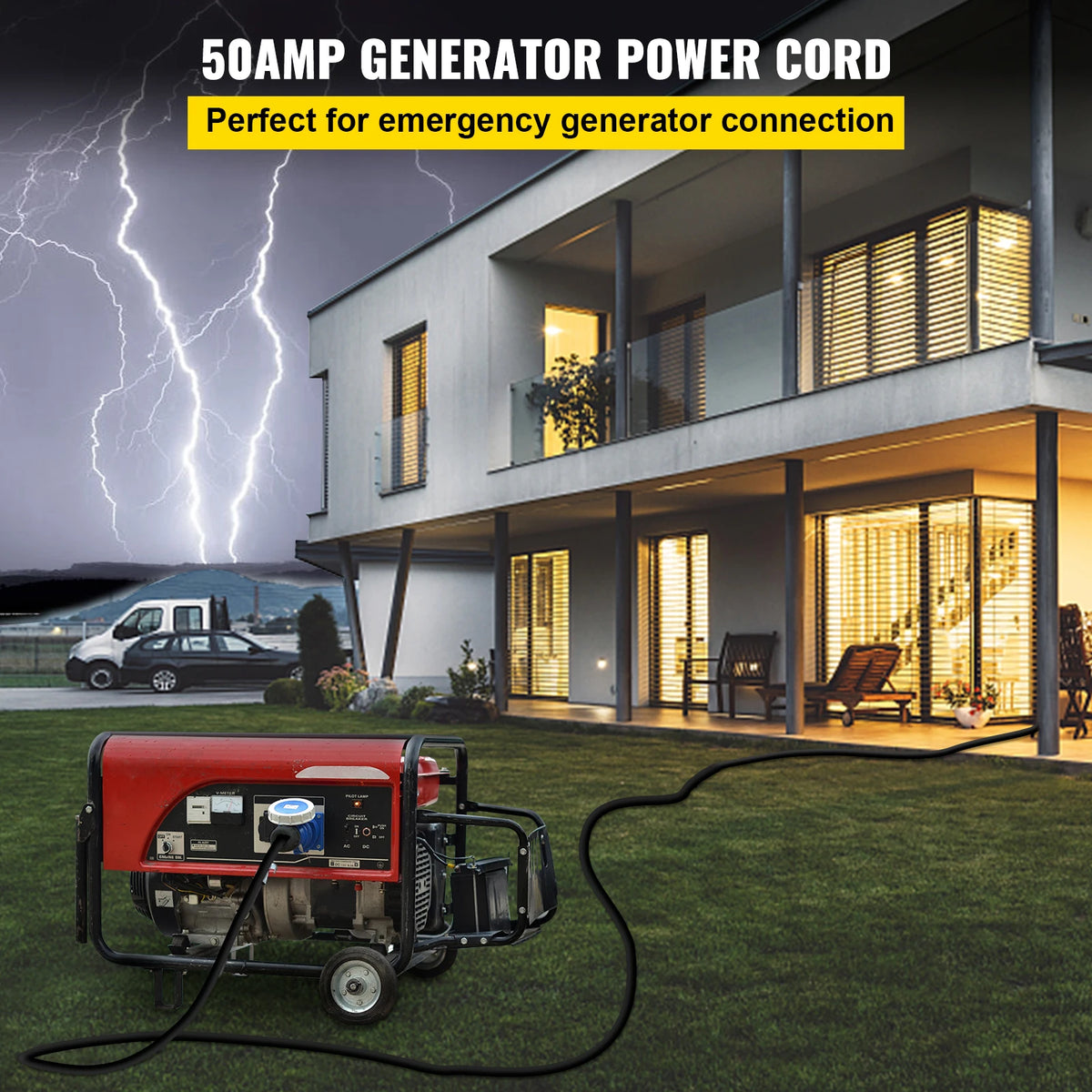25FT 36FT 50FT 50Amp RV Extension Cord N14-50 Plug Copper Wire.
