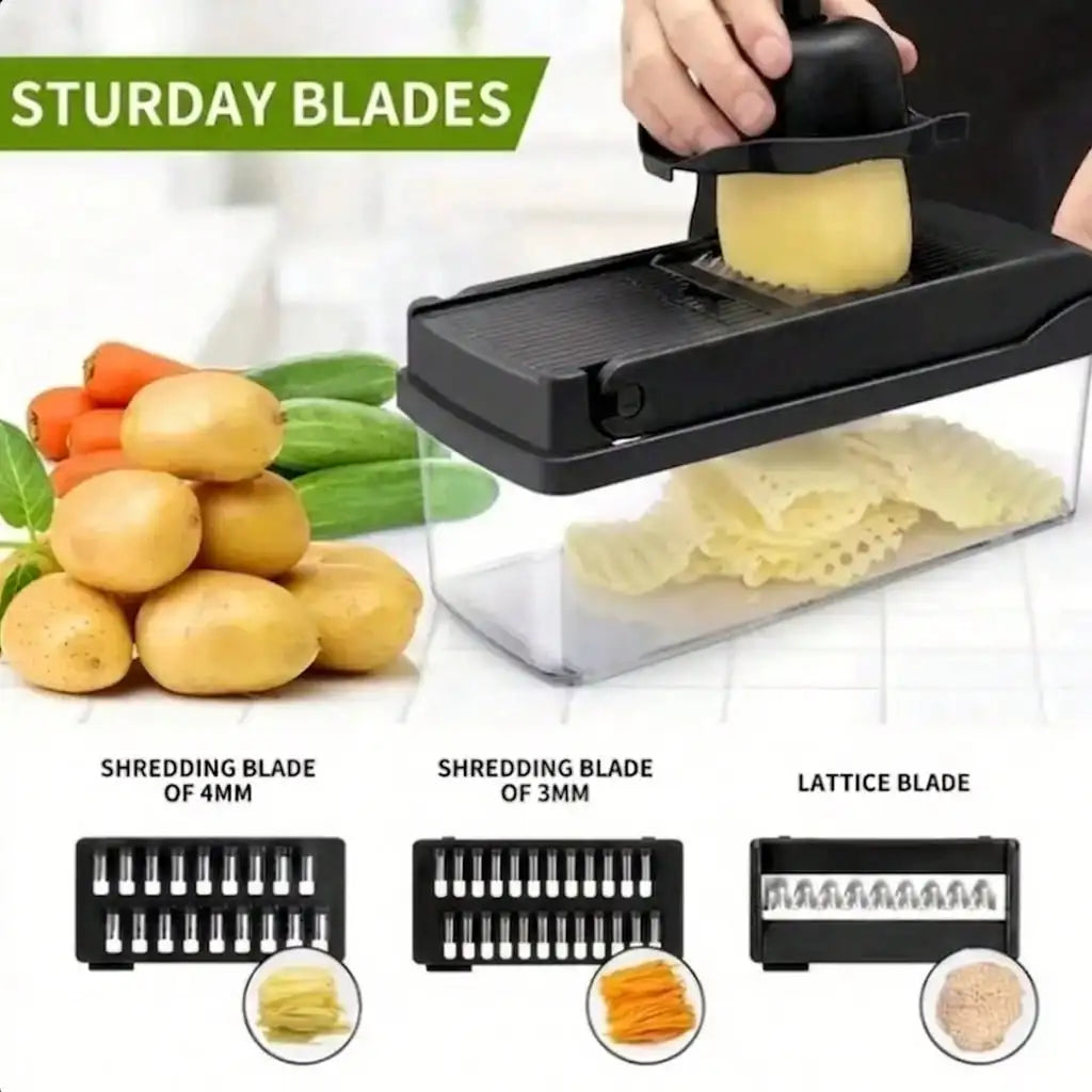 [Black Vegetable Slicer] 16-In-1 Multi-Functional Vegetable Chopper, Professional Onion Dicer, .