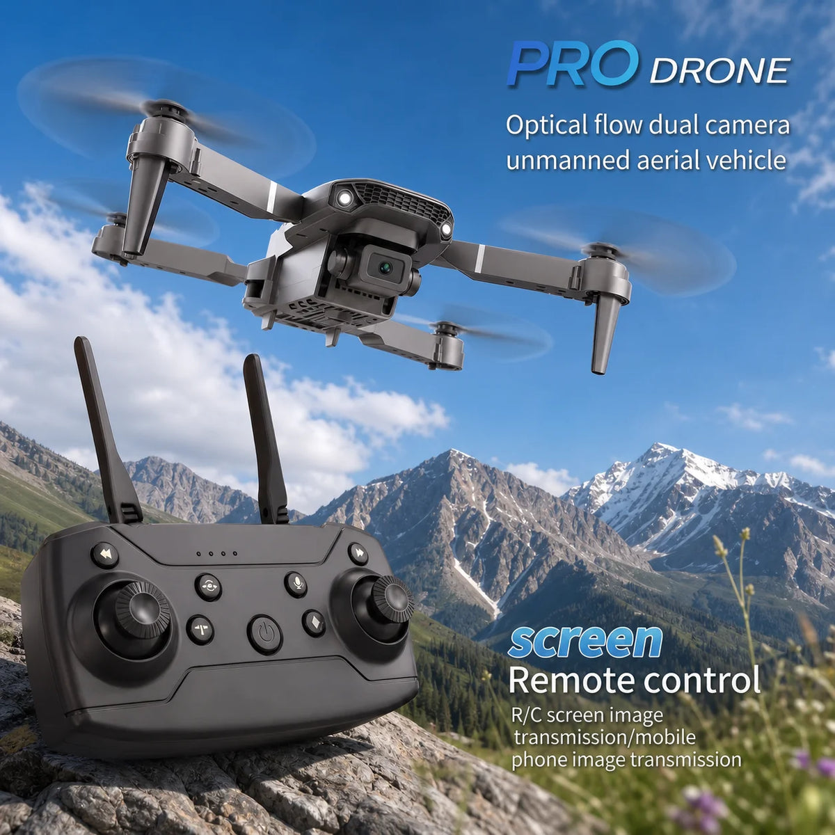 2026 Upgraded E88 PRO MAX Foldable Drone with Dual Cameras, 8K Screen Remote Control, Extra Batteries, .