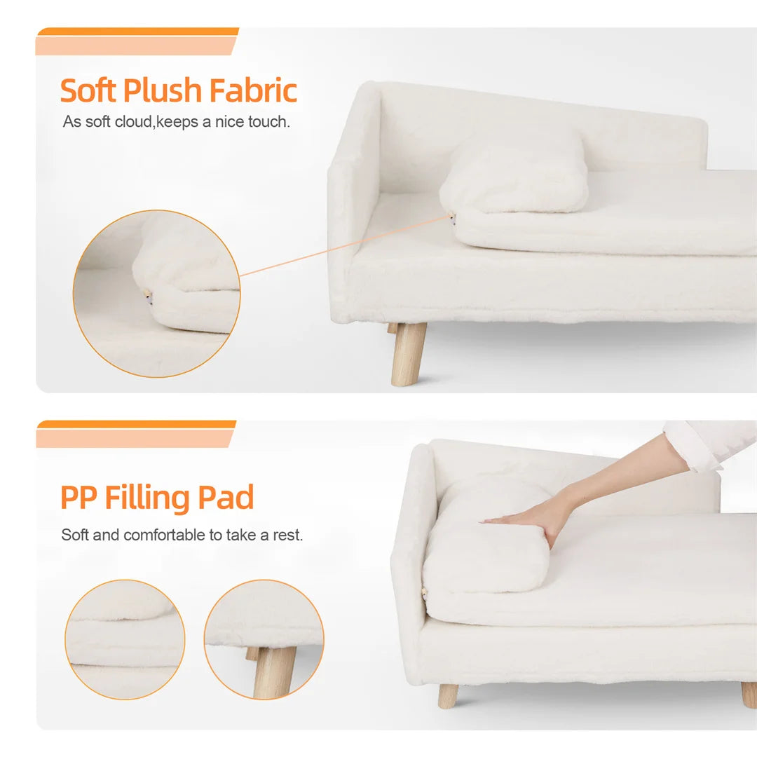 L-Shape Dog Sofa Bed Cat Cushion Stool Warm Nesting Couch