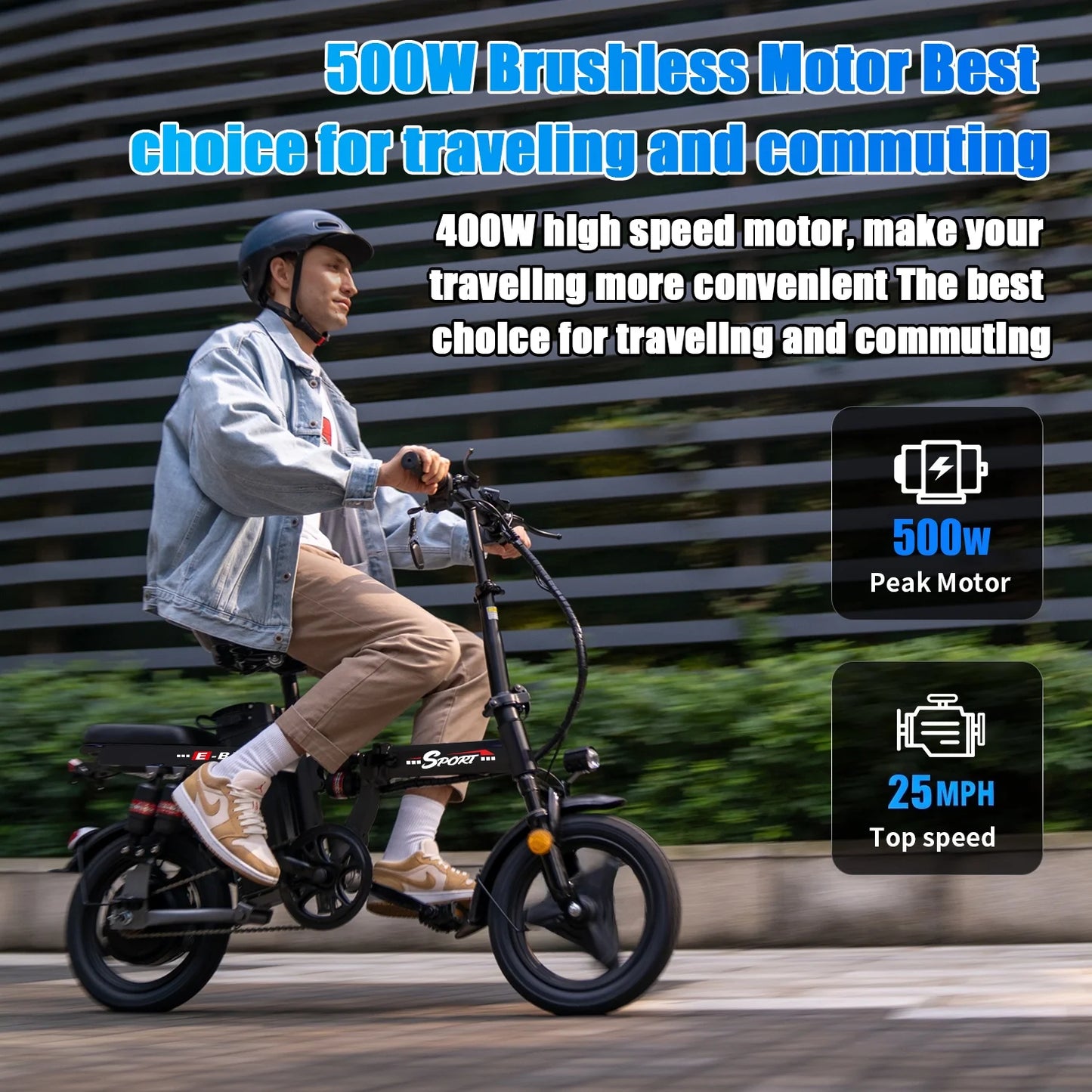 500W adult folding electric bicycle, all-carbon steel frame, full suspension, 25MPH, 30Mlies, 48V15Ah,