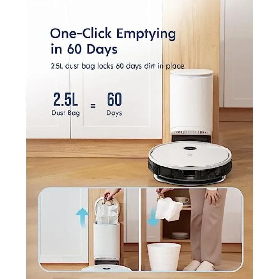 Vac Station Robot Vacuum and Mop for Home Use Plastic, Black Self-Emptying 3-in-1 Cleaner .