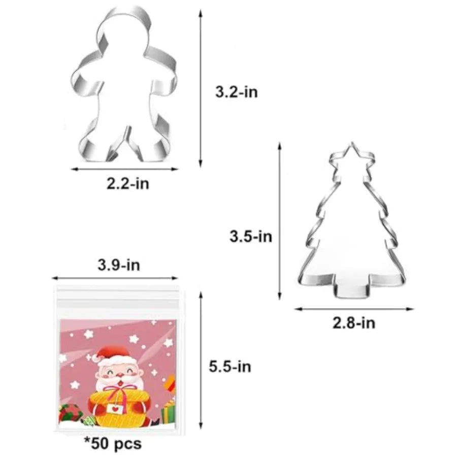 Large Christmas Cookie Cutters 1 Pieces 3.2'' Holiday Shapes for Gingerbread Man Christmas Tree Snowflake Snowman