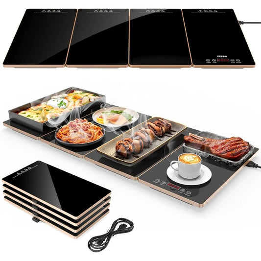 FEPPO Electric Warming Tray, 4-in-1 Food Warmers. 10 Temp Settings and Timer