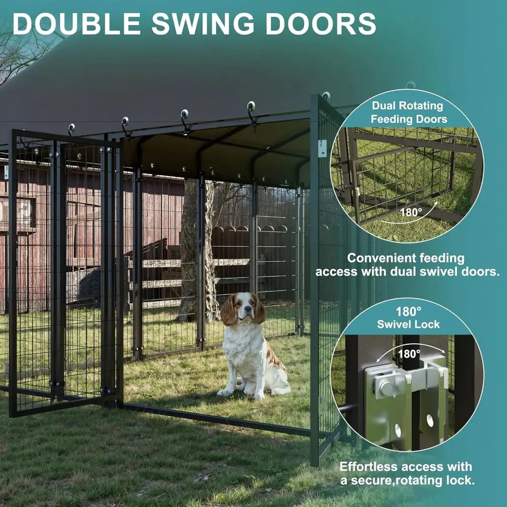 10' x 10' Durable Outdoor Dog Kennel with Double Door, Heavy-Duty Cage