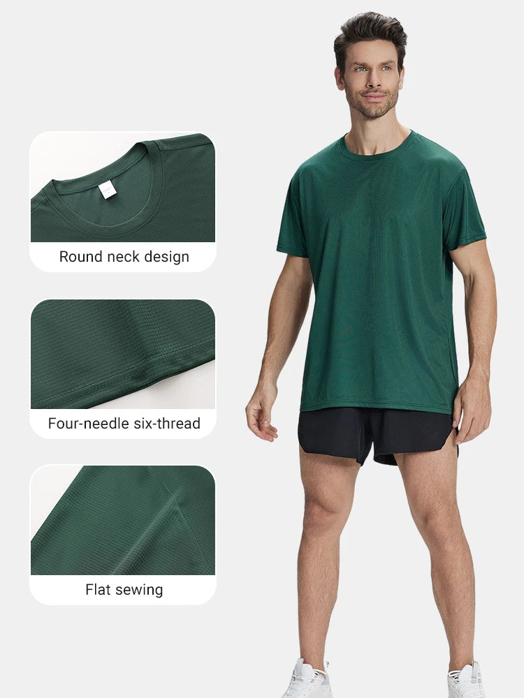 6-Pack Men's Breathable Polyester Crew Neck T-Shirts - Lightweight, Moisture-Wicking