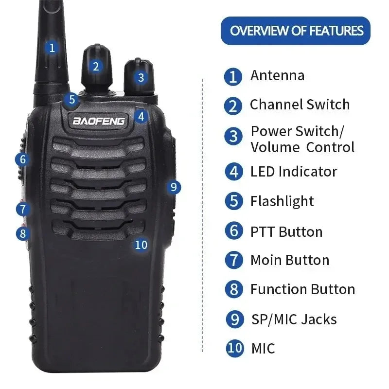 Baofeng 6/8Pcs BF 888S Walkie Talkie UHF 400 470MHz Long Range Two Way Ham Radios Transceiver .