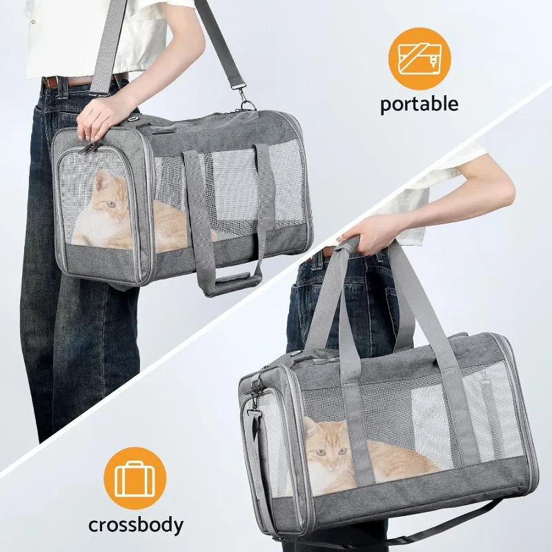 Airline Approved Pet Carrier for Cats Dogs Soft Travel Bag with Breathable Honeycomb Board ,Removable .