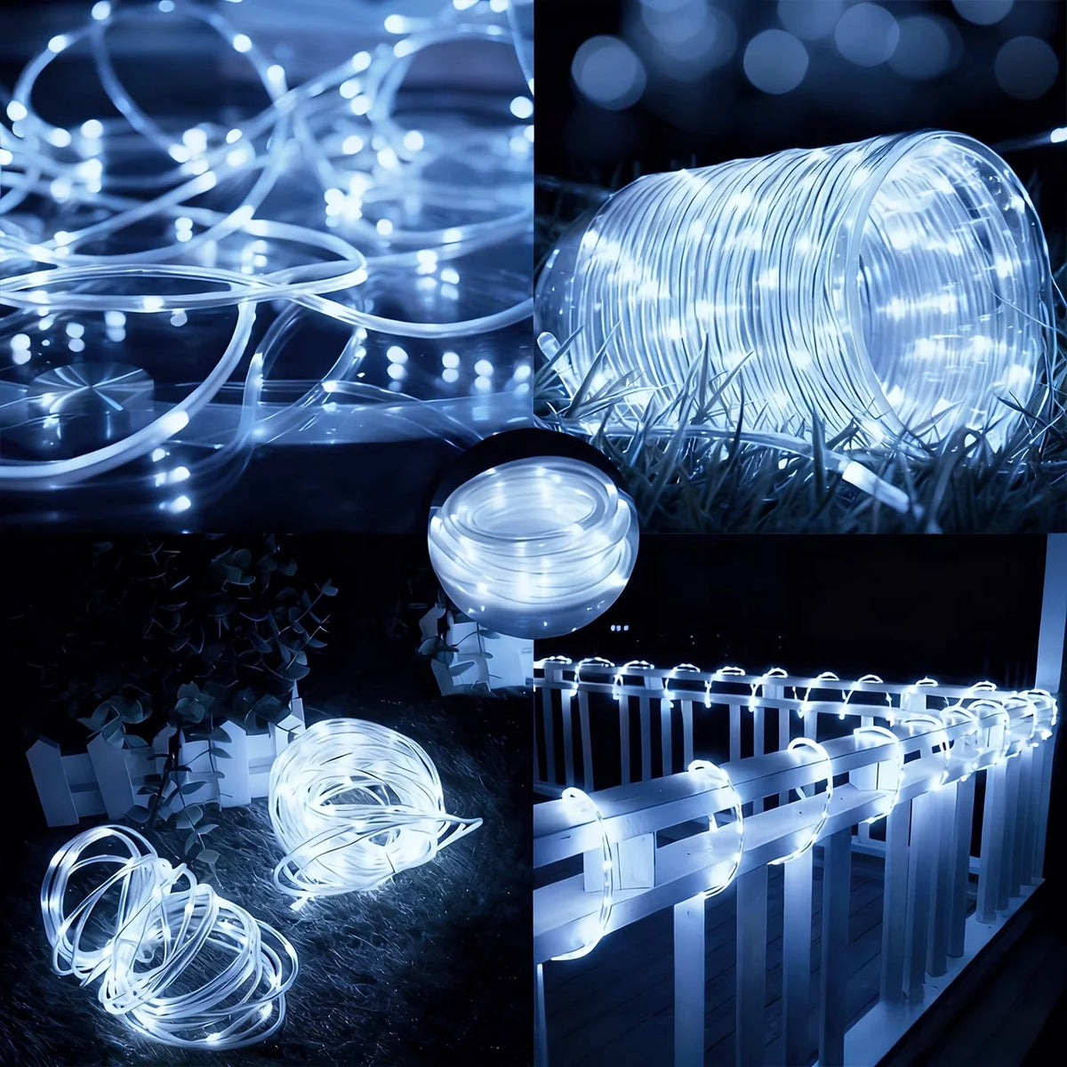 1pc Solar LED Tube Light 100LED Tube Rope String Light 8 Modes with Outdoor PVC Tube Light Solar Fence Light .