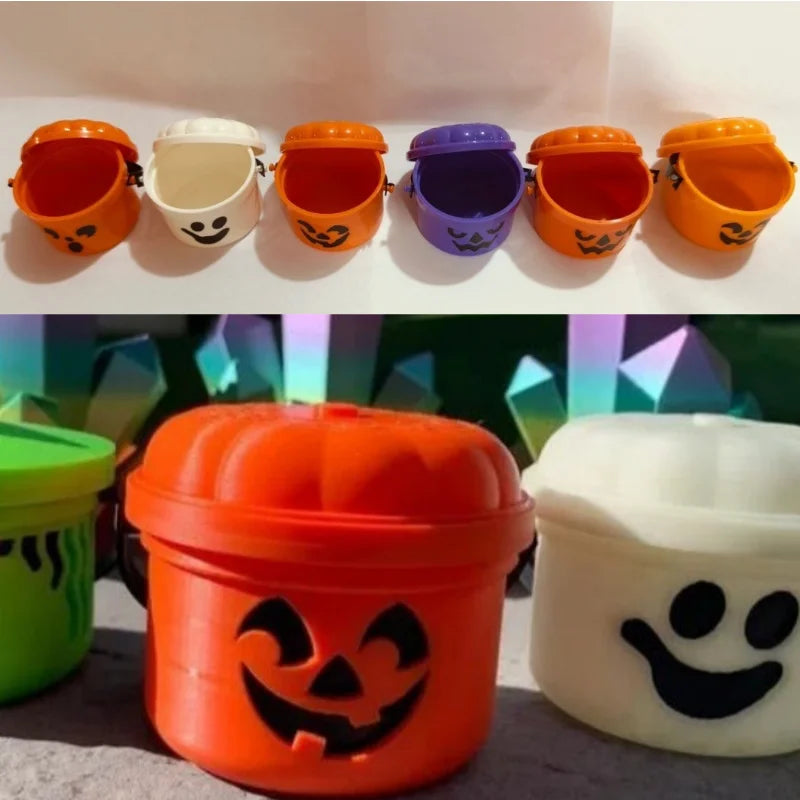 Halloween Pumpkins Small Bucket Mini Pumpkin Shape Candy Jar Basket.