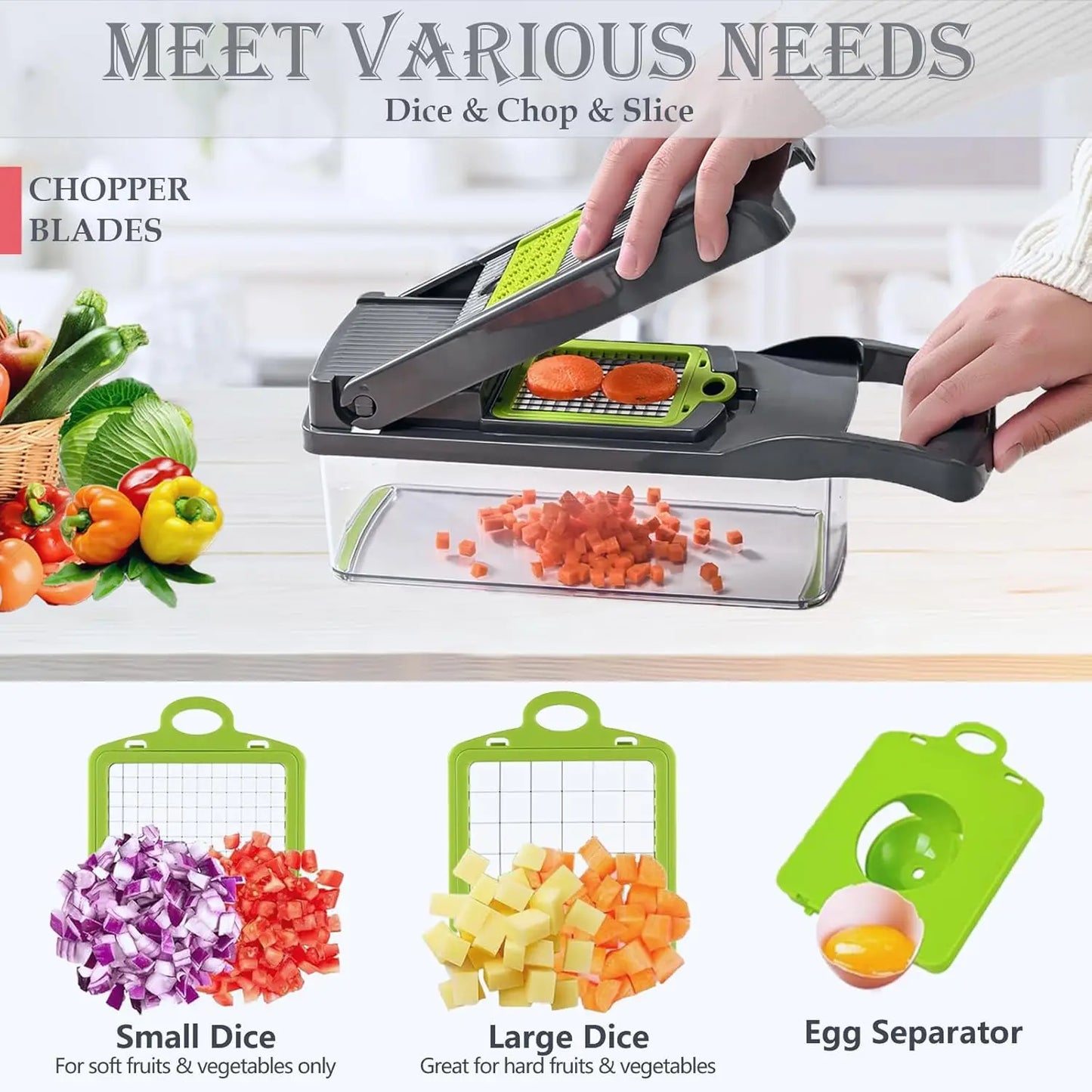 Upgraded Vegetable Chopper, Multi-Functional Easy