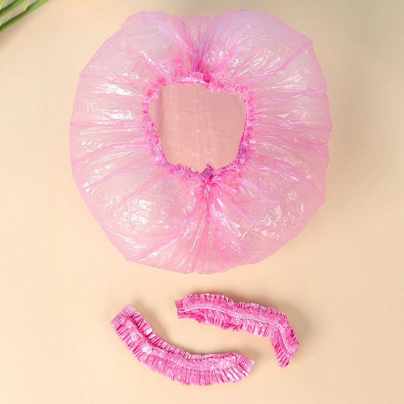 80pcs Waterproof Disposable Shower Cap Women's  Elastic Mouth Strip Plastic.