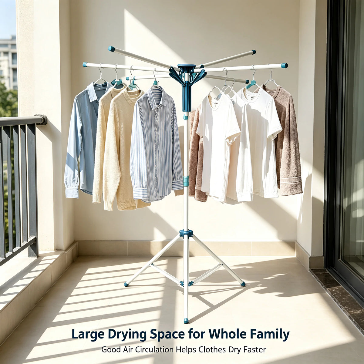 Tripod Clothes Drying Rack Foldable Laundry Rack with 4 Hanging Rods, Adjustable Height 3.61-5.91ft .