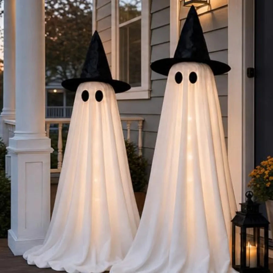 Halloween Decorations Indoor - 2 Pack Light Up Ghosts Easy to Assemble Adjustable Height Spooky .