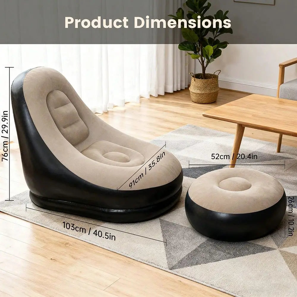 Sofa And Footstool Inflatable Lazy Sofa Chair Folding Portable .