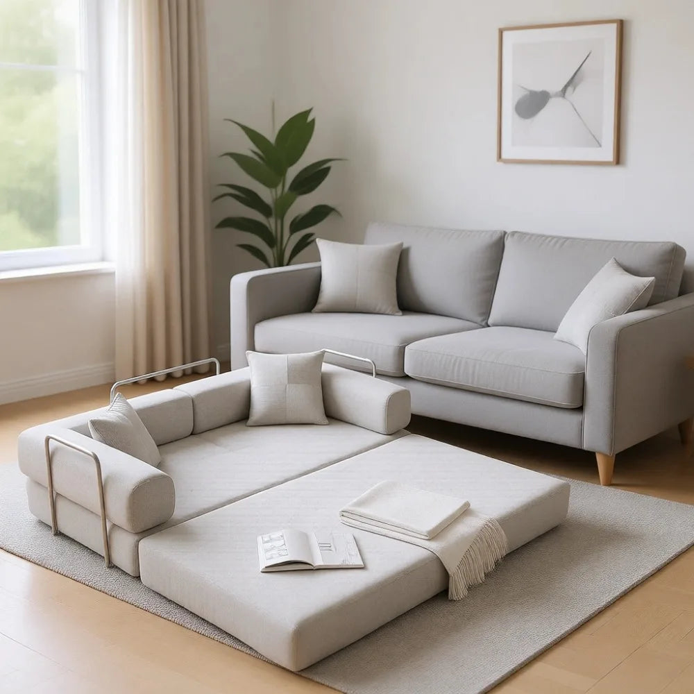 Oversized 78 Inch Corduroy Sofa Bed, Convertible Sleeper Couch.